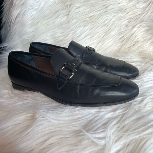 Salvatore Ferragamo Mens Horsebit Loafers‎ Size 7.5 EE Black Leather main image 9